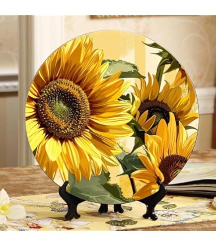 Amazon.com: DNOVING Sketch of a Sunflower Ceramic Decorative Plate